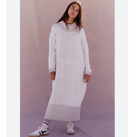 FREE PEOPLE Aja Heather Gray Pullover Sweatshirt Midi Dress Size S NEW‎ WITH TAG - Picture 1 of 10
